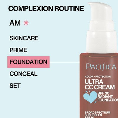 Pacifica Ultra CC Cream Radiant Foundation with SPF 17 Cool/Deep 1 fl oz - Imperfect Box